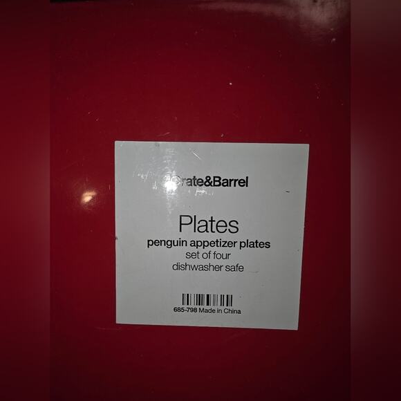 Crate & Barrel Penguin Appetizer Plates 2 Sets Of 4 NIB Holiday Christmas Desert - Picture 4 of 7
